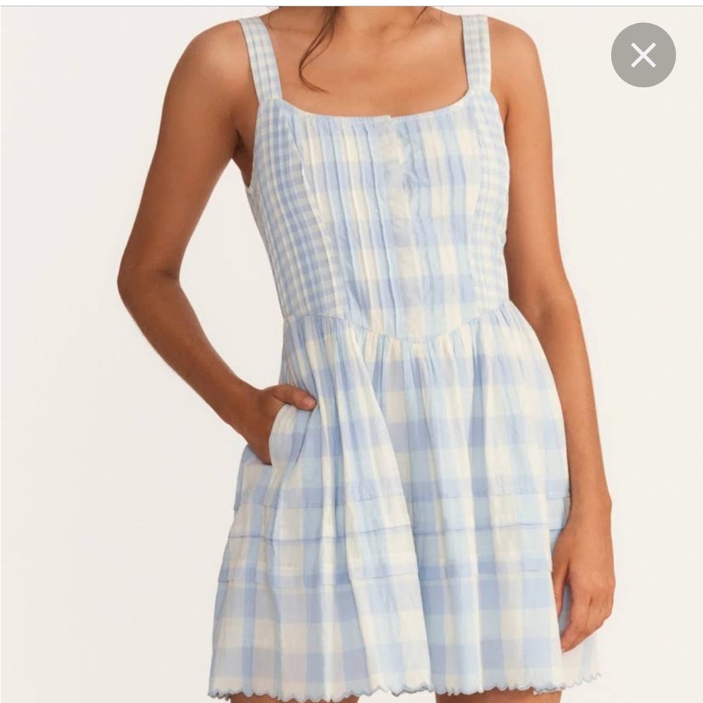 LoveShackFancy Patriot Blue Gingham Chennedy Dress Size 2 NWT